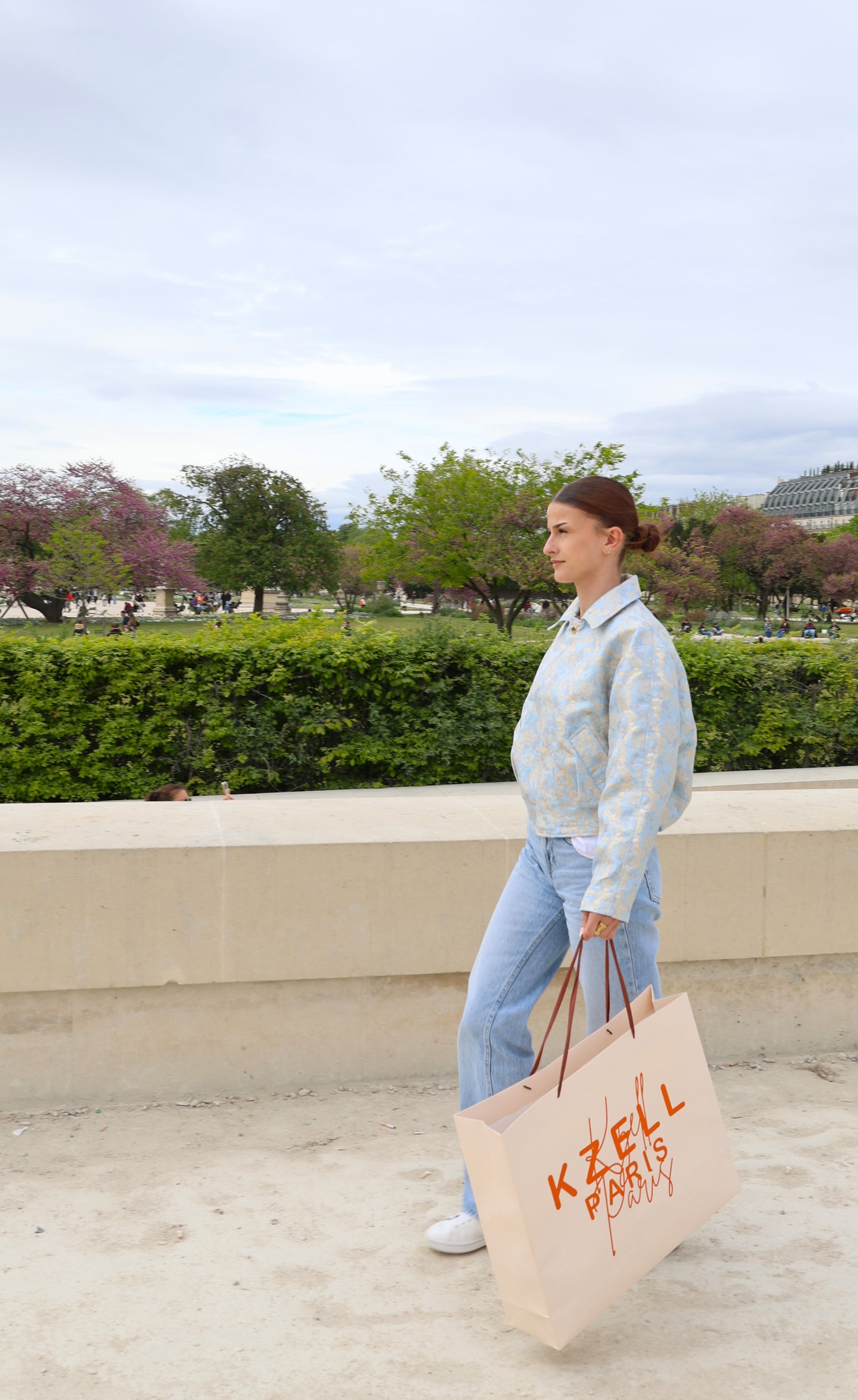 VESTE À MOTIF EN TISSU MÉTALLISÉ