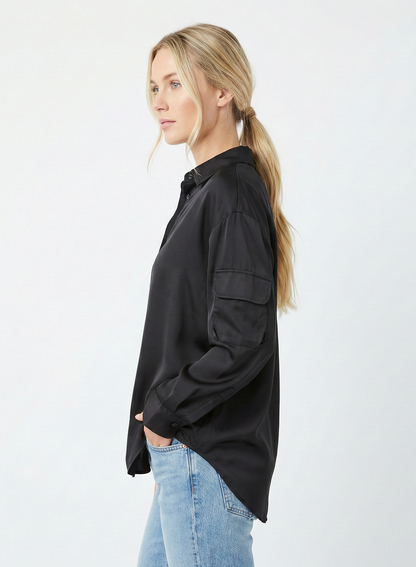 CHEMISE SATINÉE À MANCHES LONGUES
