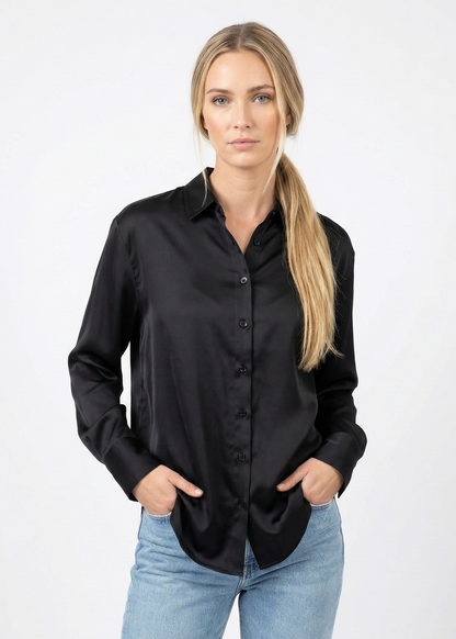 CHEMISE SATINÉE À MANCHES LONGUES