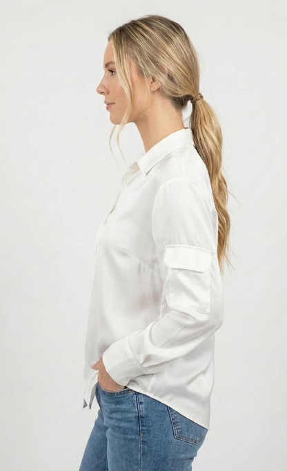 CHEMISE SATINÉE À MANCHES LONGUES