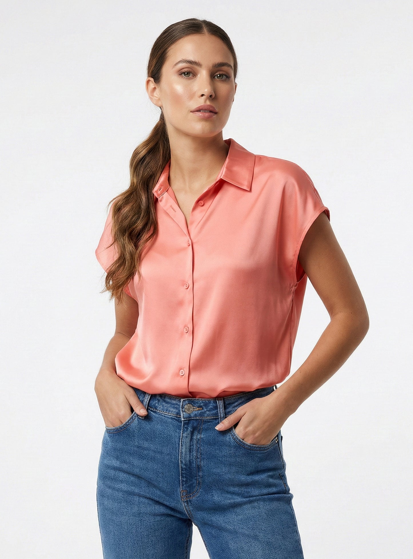 CHEMISE SATINÉE A MANCHES COURTES