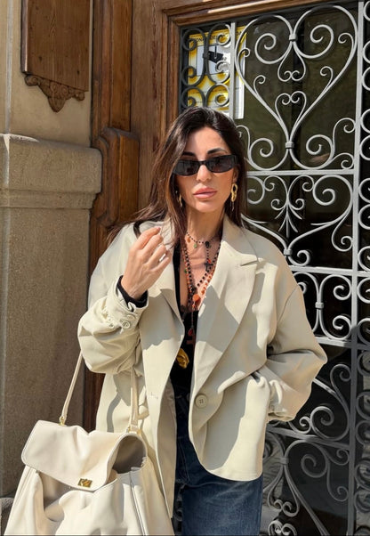 VESTE BLAZER BI-MATIÈRE