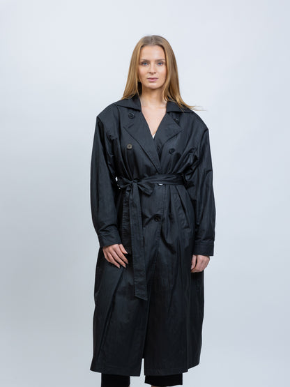TRENCH LONG IMPERMÉABLE À CEINTURE