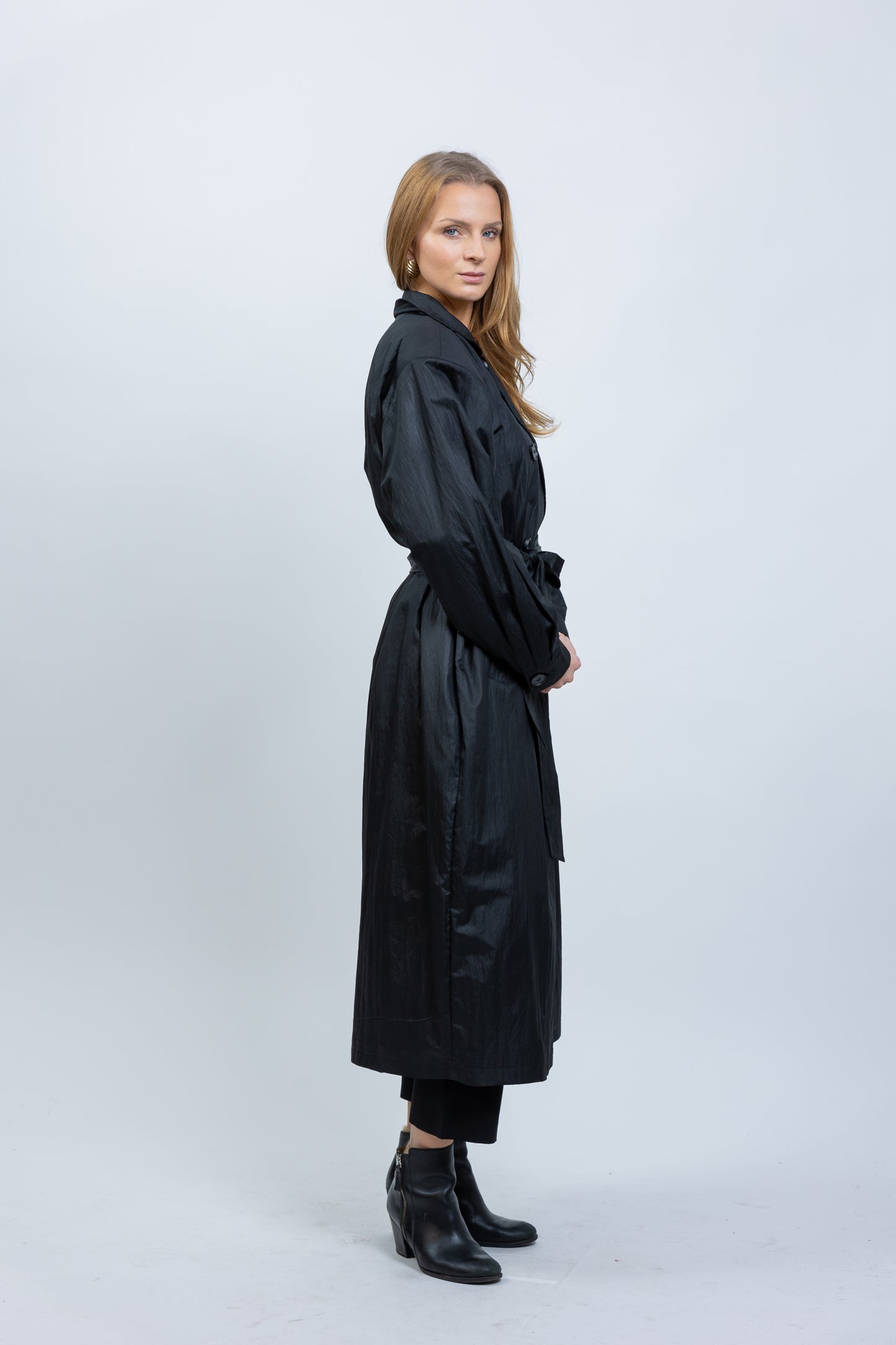 TRENCH LONG IMPERMÉABLE À CEINTURE
