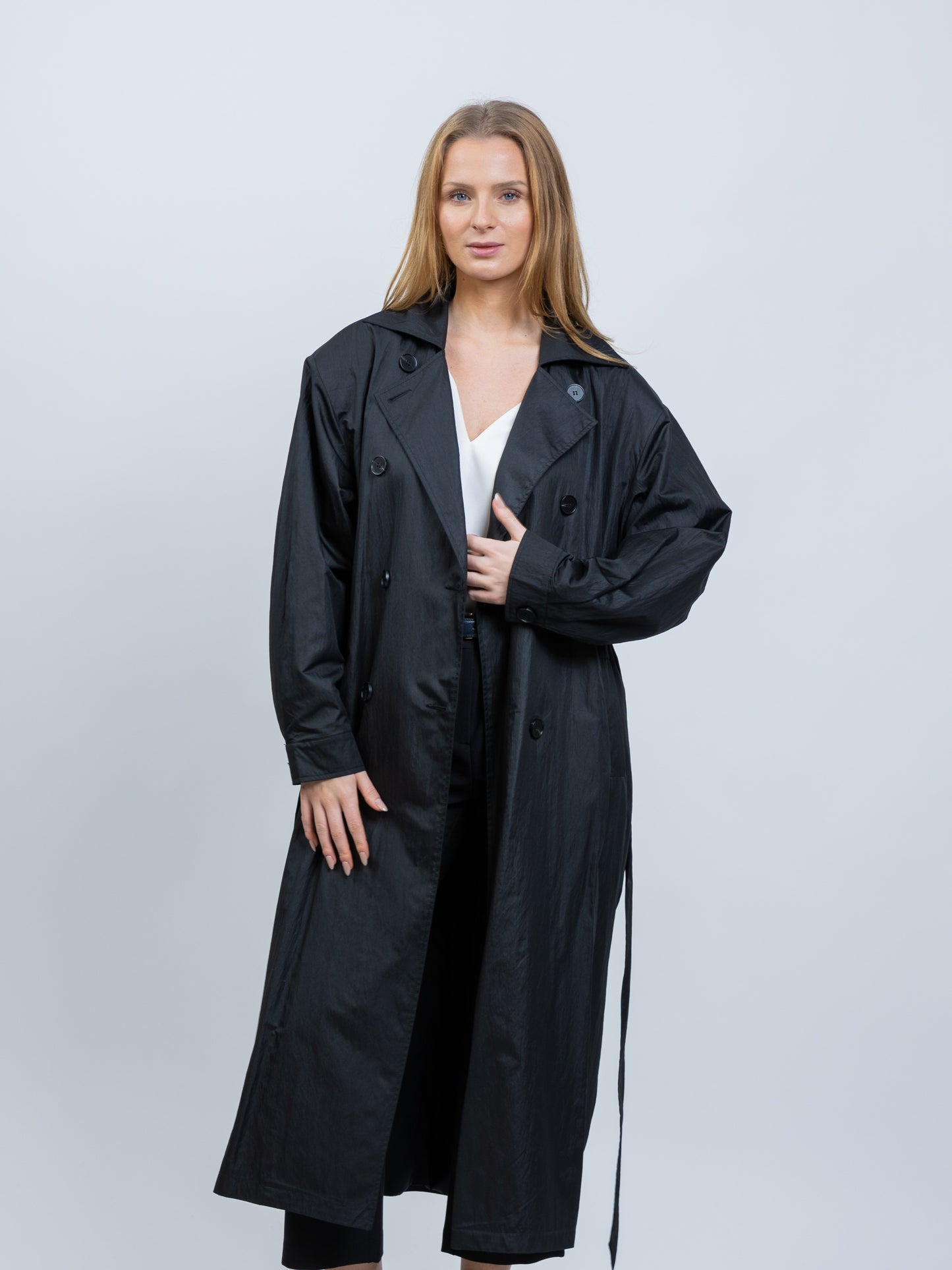TRENCH LONG IMPERMÉABLE À CEINTURE