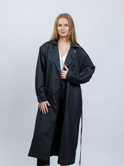 TRENCH LONG IMPERMÉABLE À CEINTURE