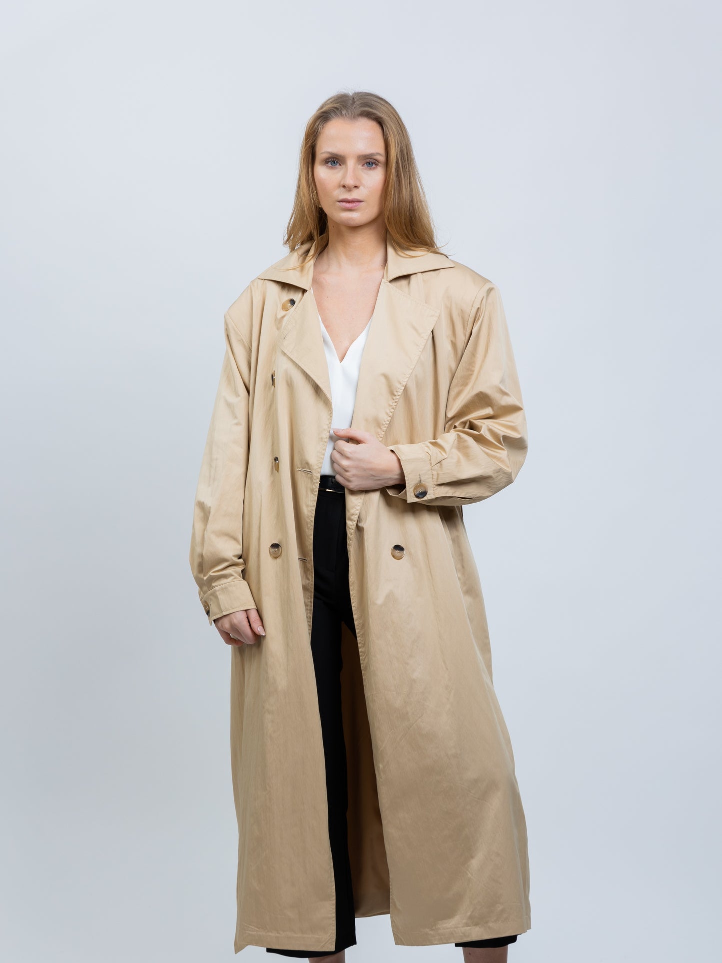 TRENCH LONG IMPERMÉABLE À CEINTURE