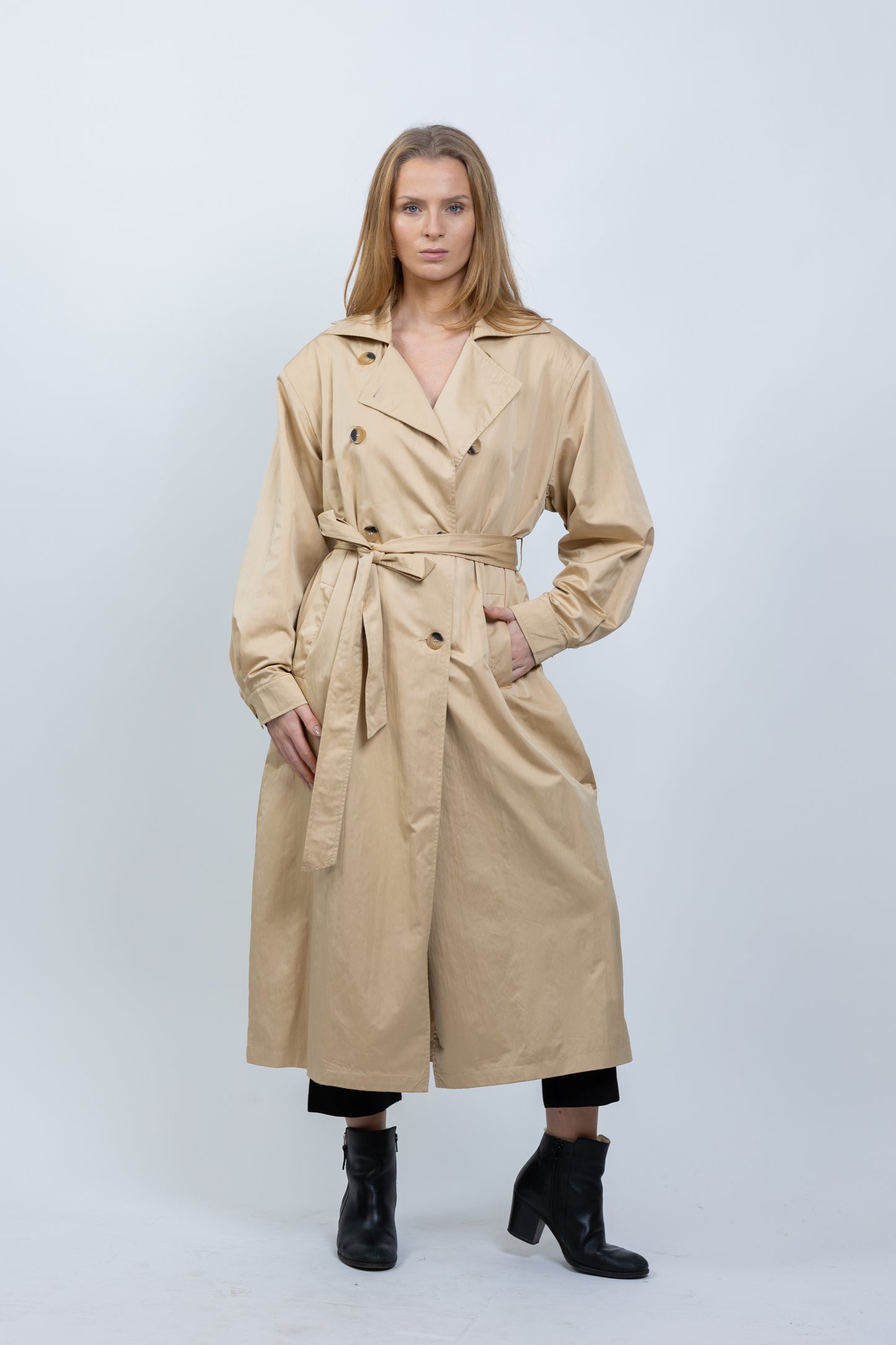 TRENCH LONG IMPERMÉABLE À CEINTURE