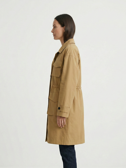 PARKA MI-LONGUE CEINTRÉE À POCHES
