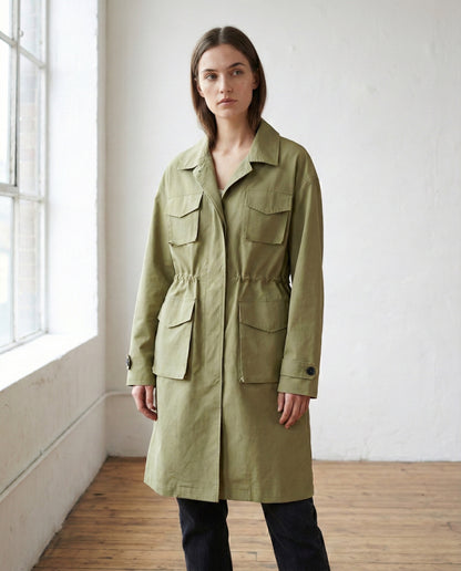 PARKA MI-LONGUE CEINTRÉE À POCHES