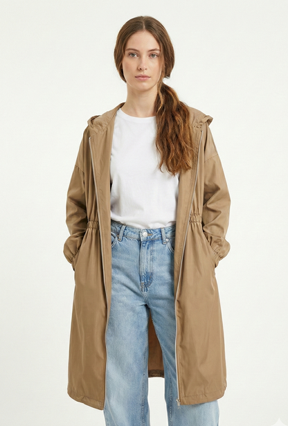 PARKA SATINÉE À CAPUCHE