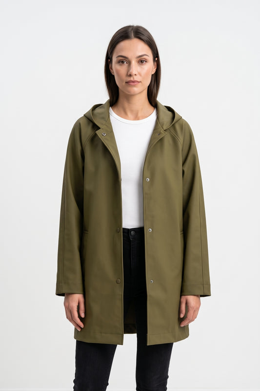PARKA MI-LONGUE IMPERMÉABLE Á CAPUCHE