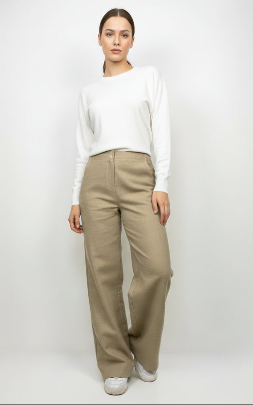 PANTALON FLUIDE EFFET LIN