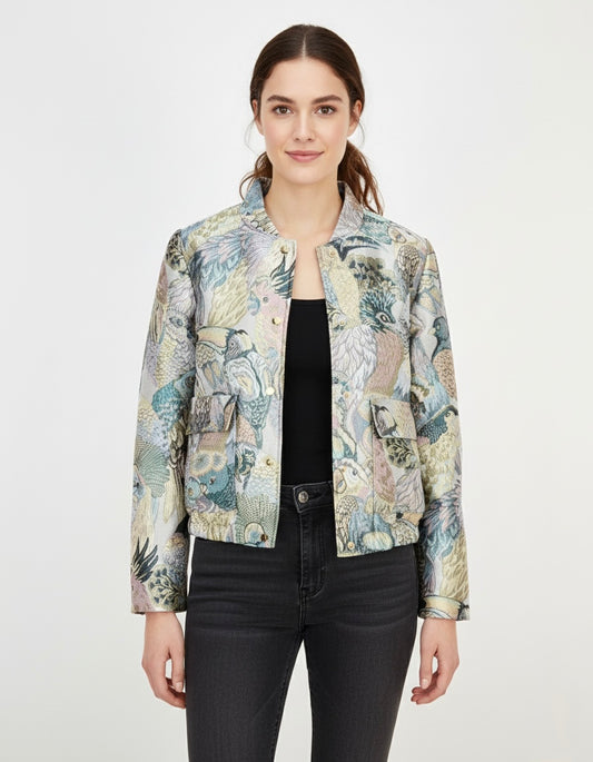 BLOUSON À MOTIF JACQUARD MÉTALLISÉ