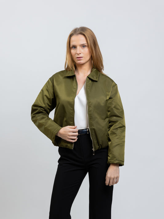 BLOUSON BOMBER À DOUBLURE CONTRASTÉE