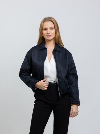 BLOUSON BOMBER À DOUBLURE CONTRASTÉE