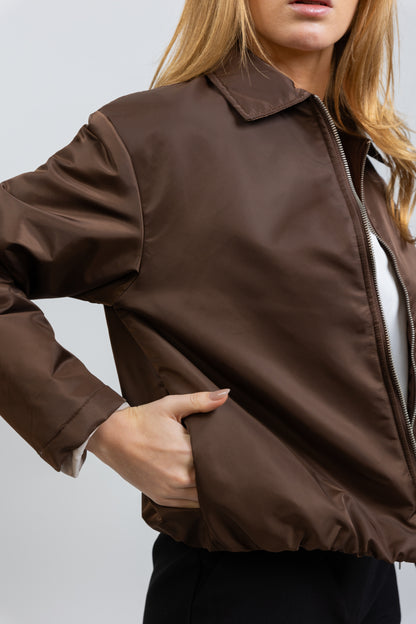 BLOUSON BOMBER À DOUBLURE CONTRASTÉE
