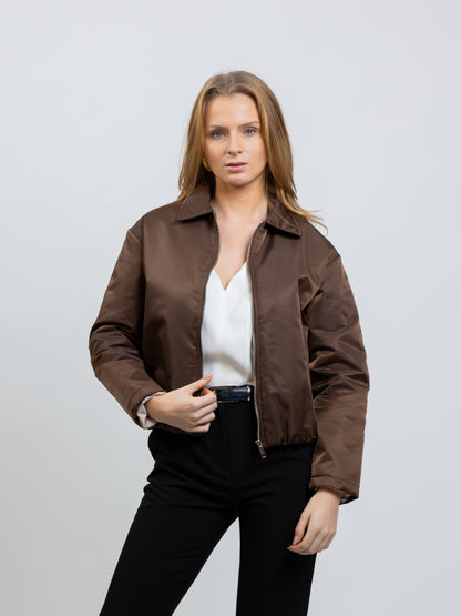 BLOUSON BOMBER À DOUBLURE CONTRASTÉE