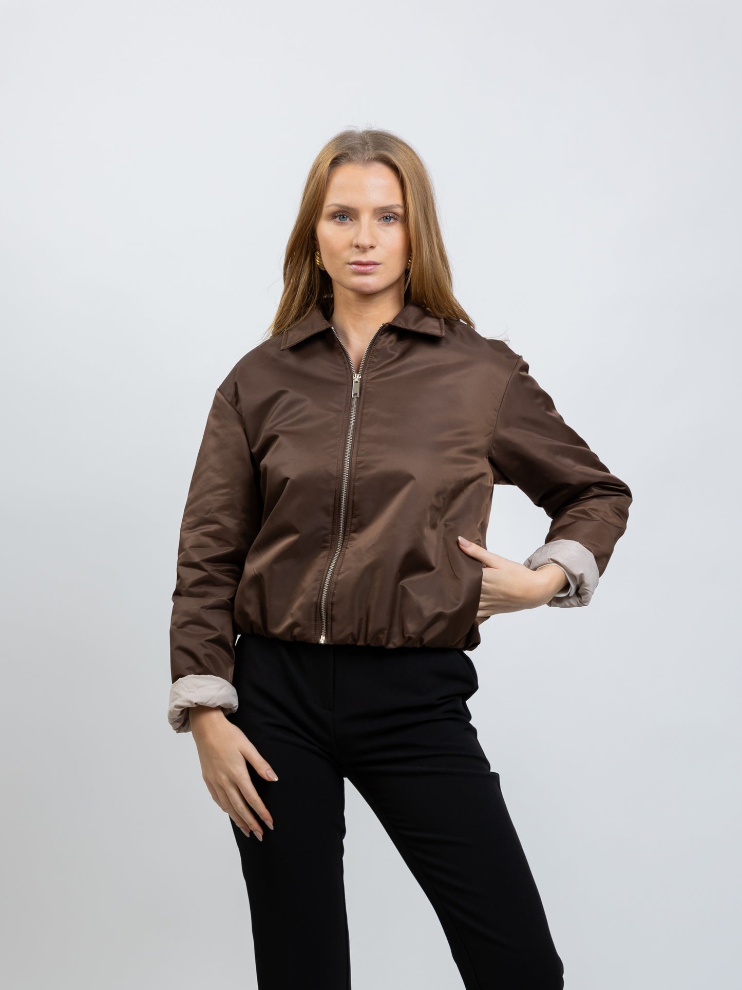 BLOUSON BOMBER À DOUBLURE CONTRASTÉE