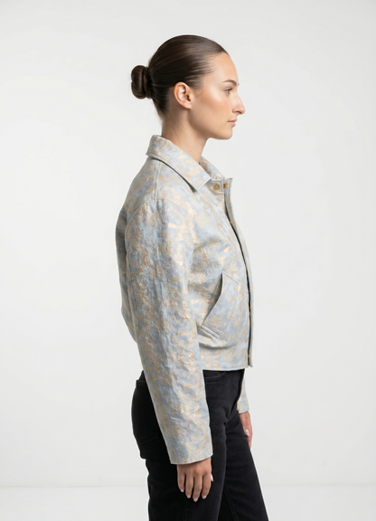 VESTE À MOTIF EN TISSU MÉTALLISÉ