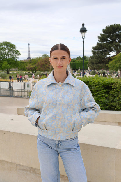 VESTE À MOTIF EN TISSU MÉTALLISÉ