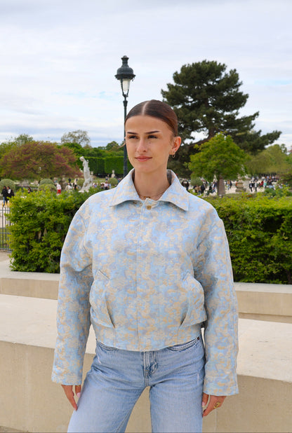 VESTE À MOTIF EN TISSU MÉTALLISÉ