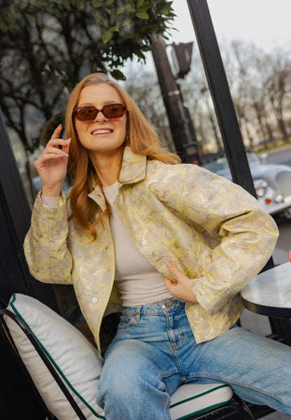 VESTE À MOTIF EN TISSU MÉTALLISÉ