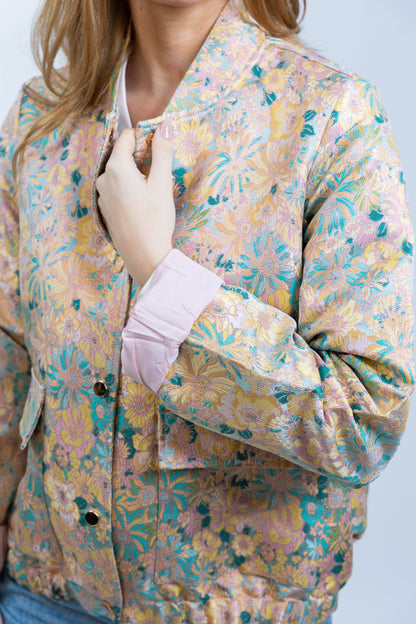 VESTE À MOTIF FLEURS MÉTALLISÉ