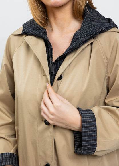 PARKA FAUX 2 PIÈCES AVEC CAPUCHE CONTRASTÉE
