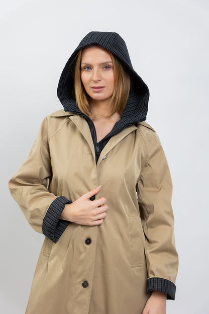 PARKA FAUX 2 PIÈCES AVEC CAPUCHE CONTRASTÉE
