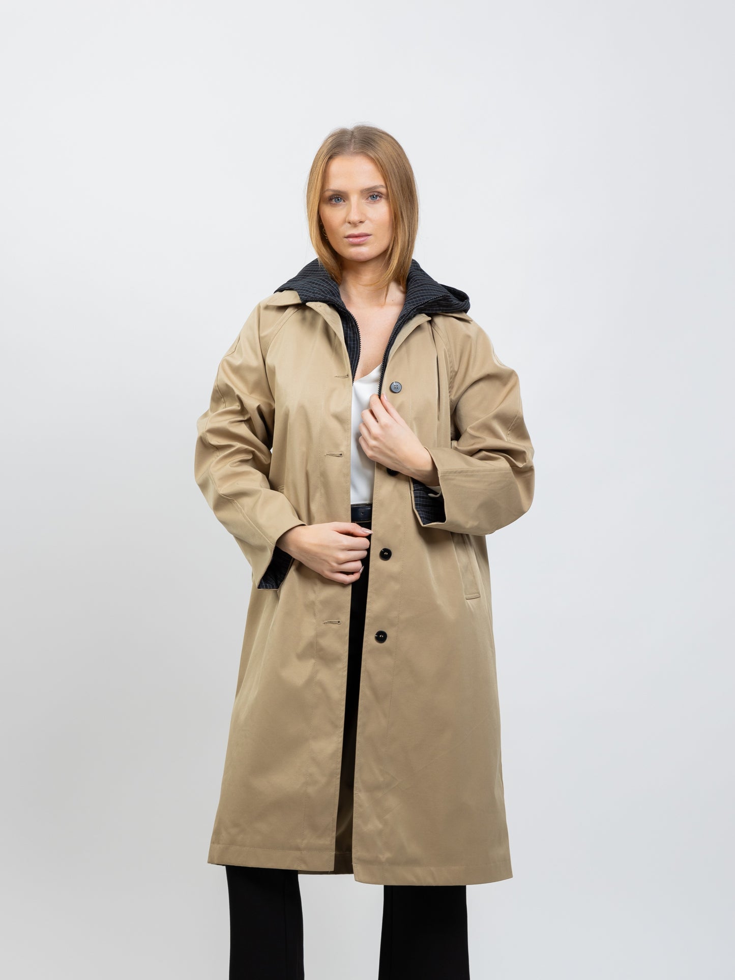 PARKA FAUX 2 PIÈCES AVEC CAPUCHE CONTRASTÉE
