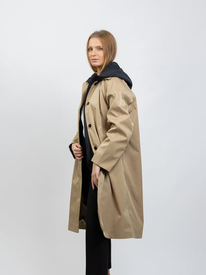 PARKA FAUX 2 PIÈCES AVEC CAPUCHE CONTRASTÉE