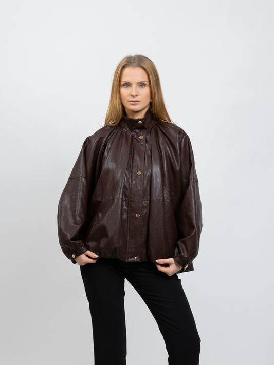 BLOUSON CAPE EN SIMILICUIR