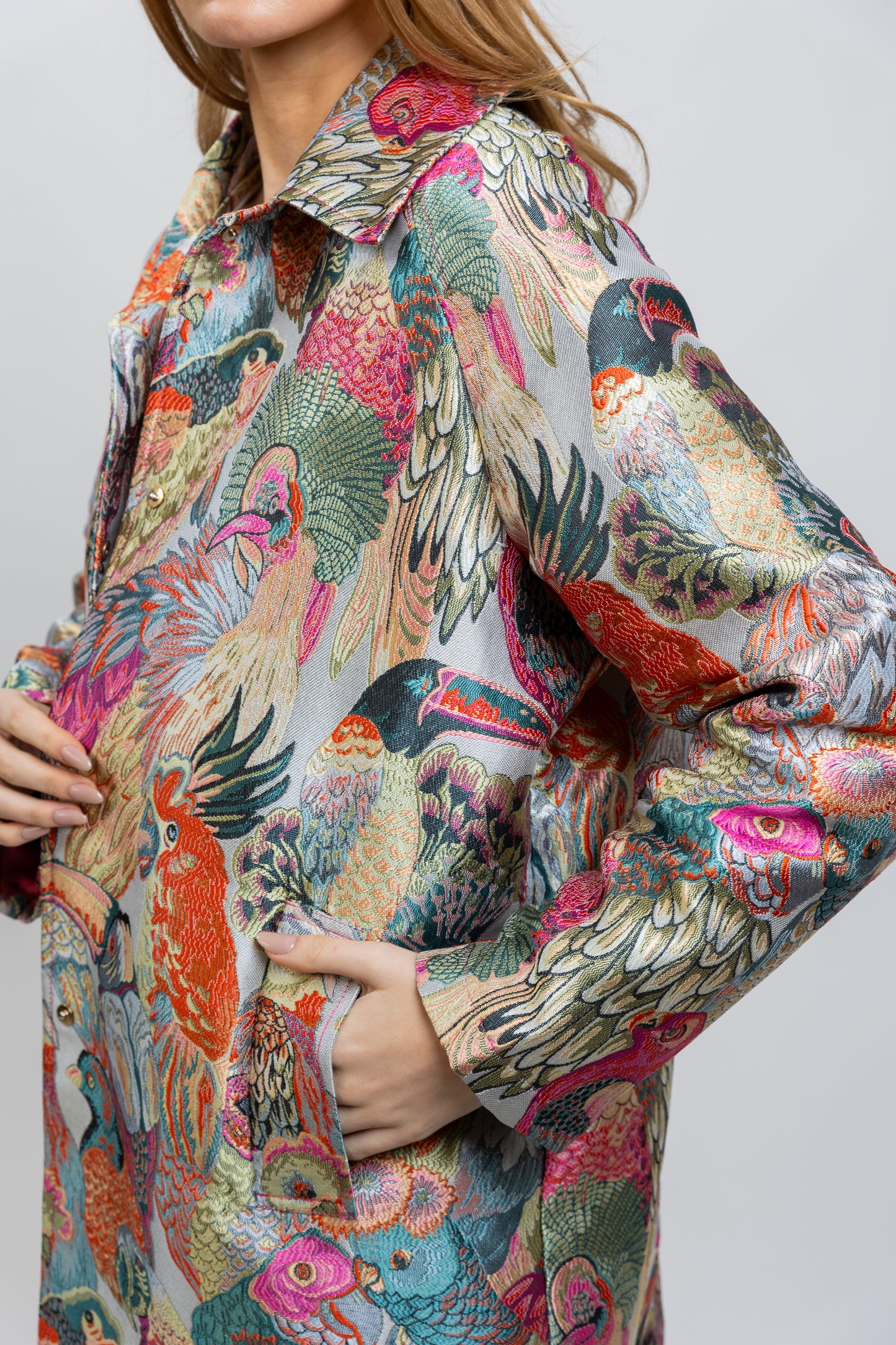 MANTEAU À MOTIF JACQUARD MÉTALLISÉ