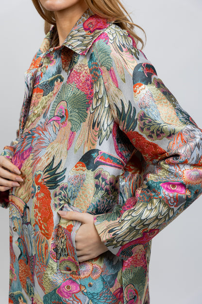 MANTEAU À MOTIF JACQUARD MÉTALLISÉ