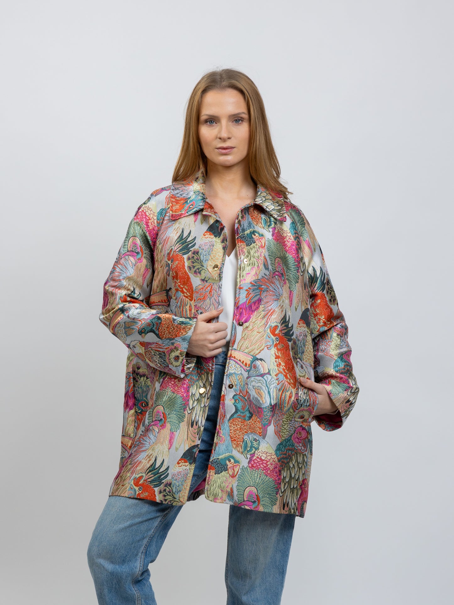 MANTEAU À MOTIF JACQUARD MÉTALLISÉ