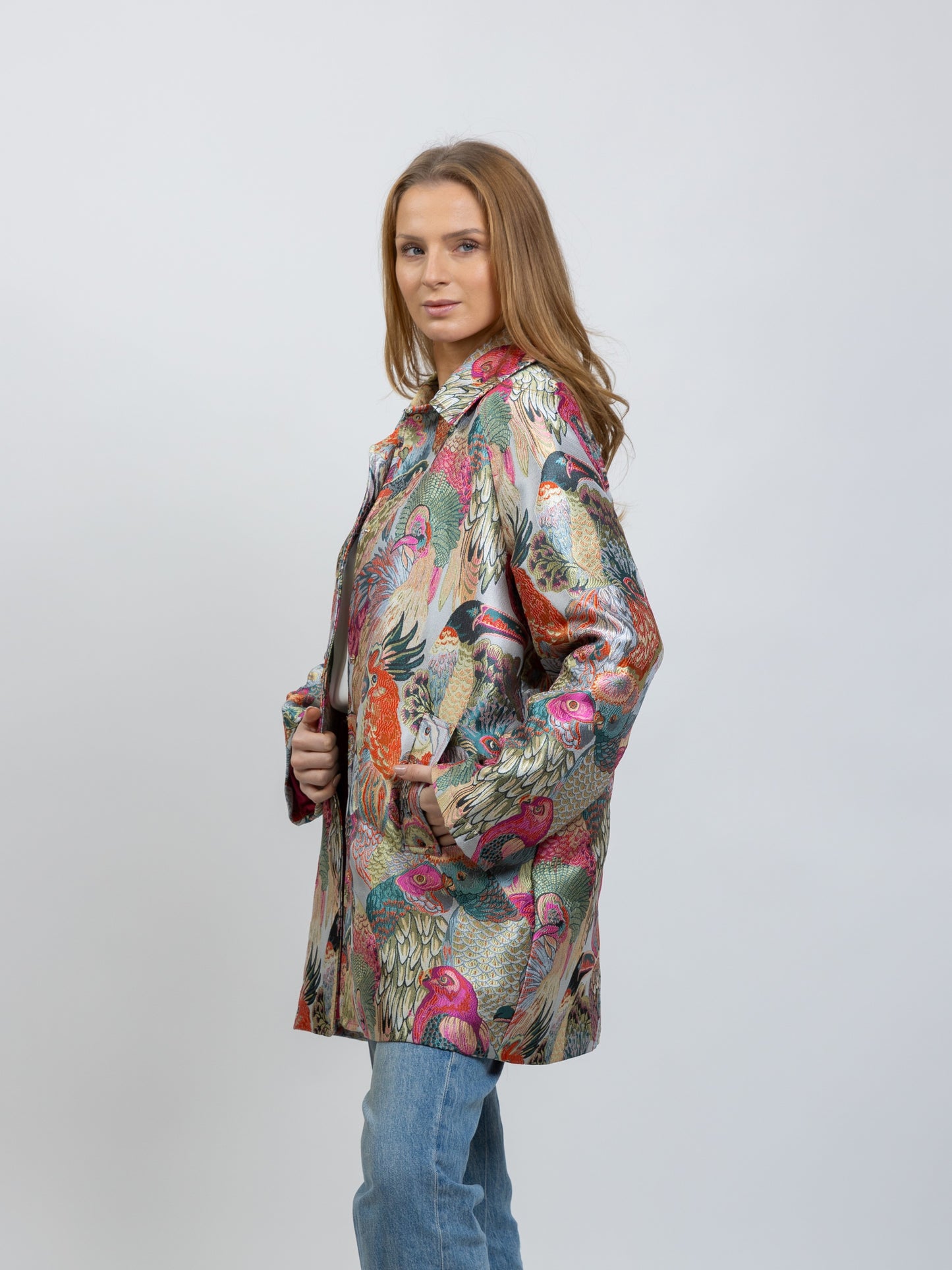 MANTEAU À MOTIF JACQUARD MÉTALLISÉ