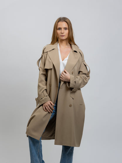 TRENCH LONG À CEINTURE
