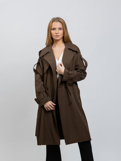 TRENCH LONG À CEINTURE