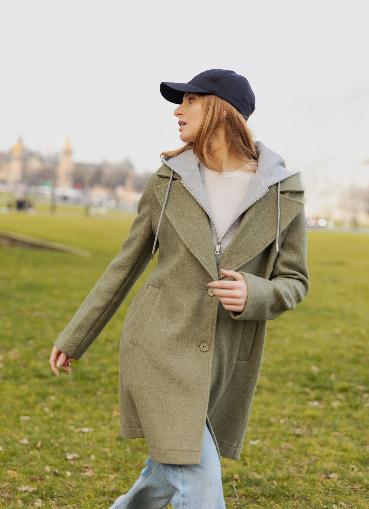 MANTEAU FAUX 2 PIÈCES AVEC CAPUCHE CONTRASTÉE - K-ZELL PARIS