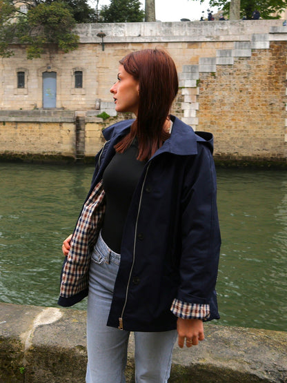 PARKA À CAPUCHE AVEC MOTIF CARREAUX