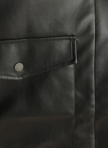 VESTE UTILITAIRE MI-LONGUE EN SIMILICUIR