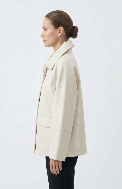 VESTE UTILITAIRE MI-LONGUE EN SIMILICUIR