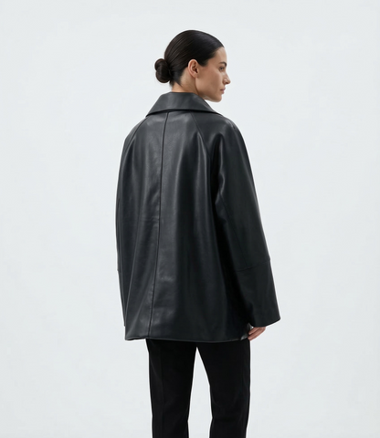 VESTE UTILITAIRE MI-LONGUE EN SIMILICUIR