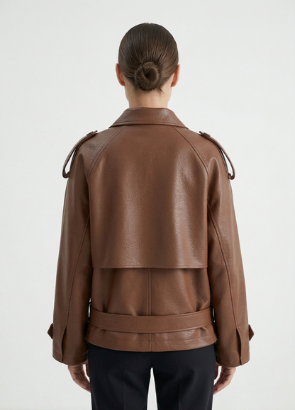 VESTE EN SIMILICUIR À CEINTURE
