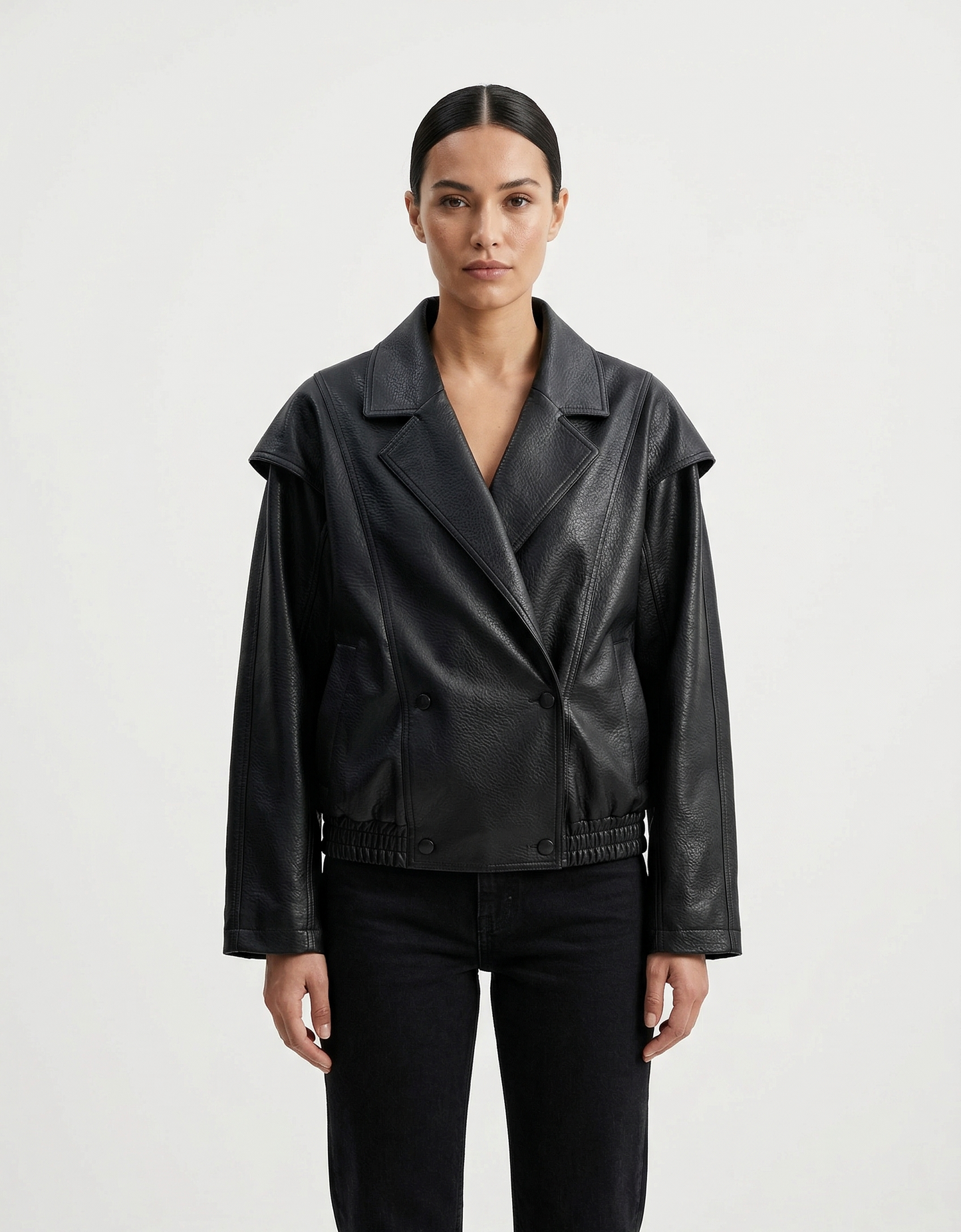 VESTE OVERSIZE EN SIMILICUIR GRAINÉ