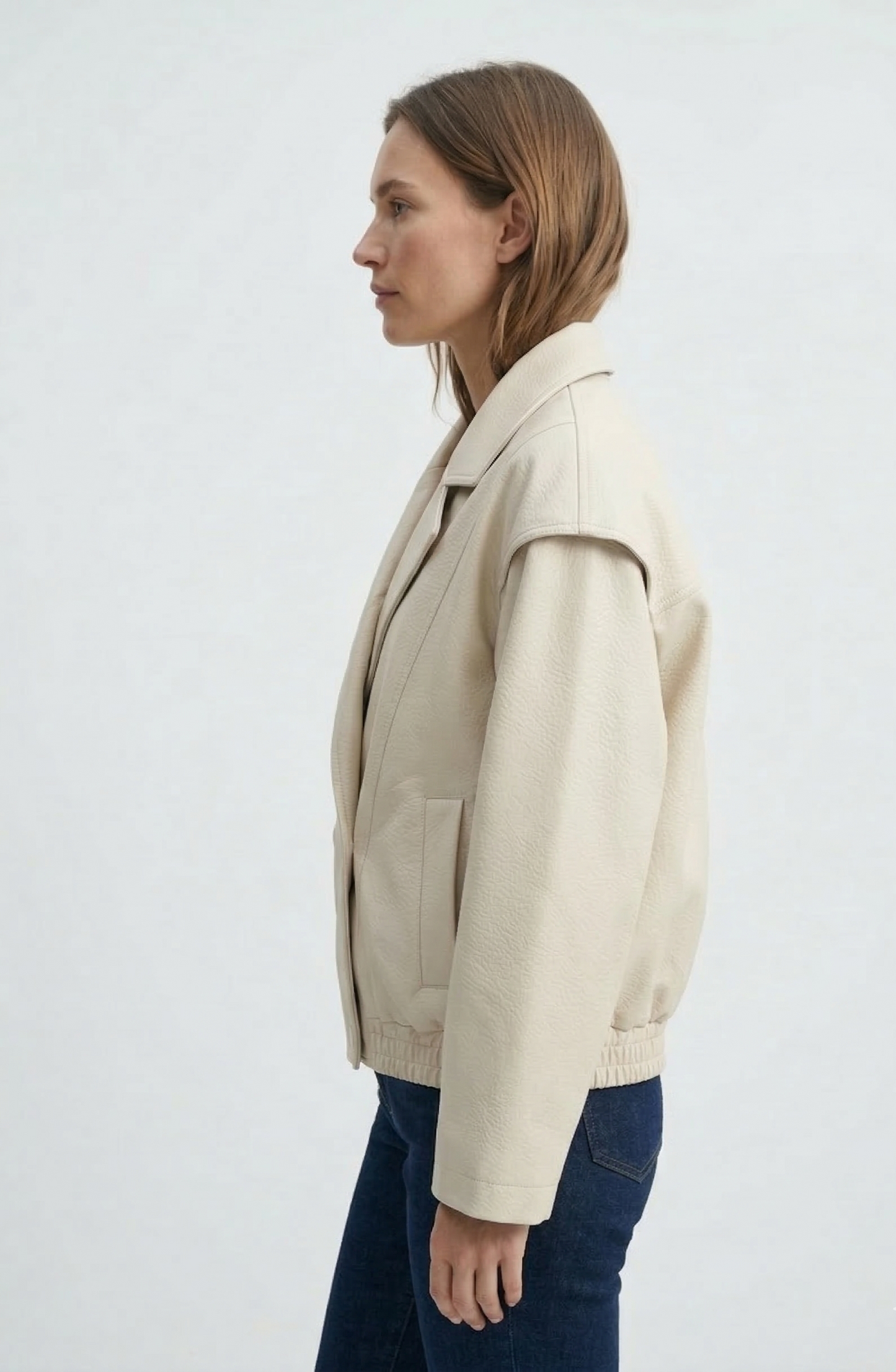 VESTE OVERSIZE EN SIMILICUIR GRAINÉ
