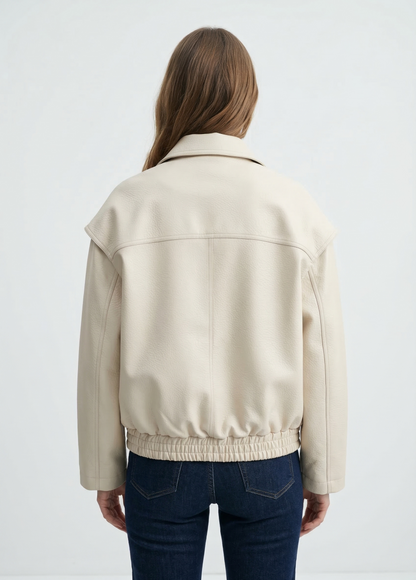 VESTE OVERSIZE EN SIMILICUIR GRAINÉ