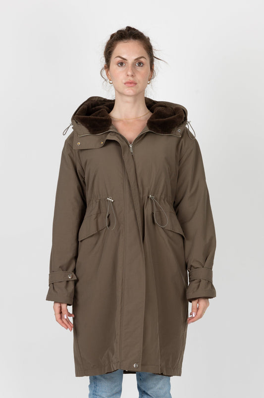 PARKA À CAPUCHE EN FAUSSE FOURRURE