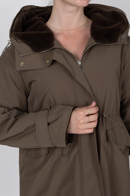 PARKA À CAPUCHE EN FAUSSE FOURRURE